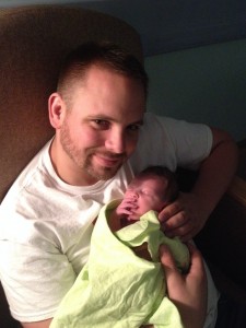 Proud Dad with Baby Dominic less than an hour old