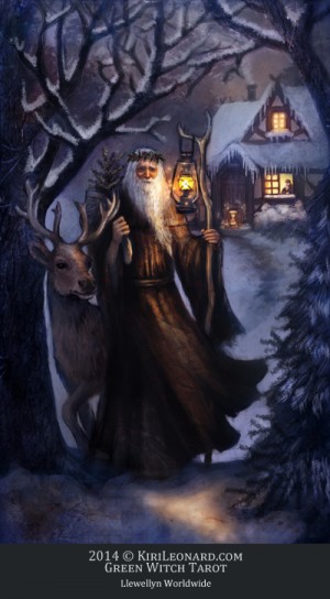 Illustration for Llewellyn's Green Witch Tarot by author Ann Moura and illustrator Kiri Østergaard Leonard, 2014: KiriLeonard.com